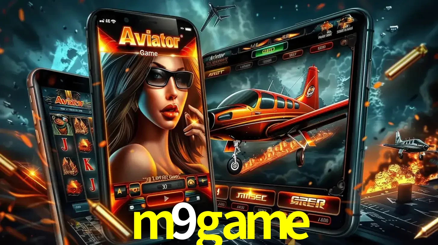 O popular jogo de apostas Aviator exibido em vários celulares e tablets, mostrando a interface emocionante e a ação de voo disponíveis para jogar agora no m9game.