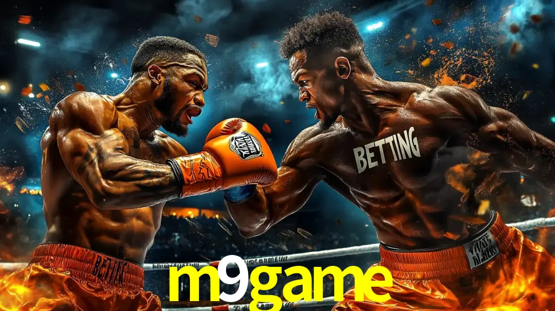 Dois boxeadores em uma luta intensa e explosiva, representando a adrenalina e as oportunidades de apostas em esportes de combate disponíveis na plataforma m9game.