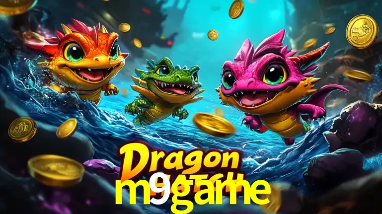 Arte promocional do jogo Dragon Hatch com três adoráveis dragões bebês nadando entre moedas de ouro, um dos slots mais divertidos para jogar no cassino m9game.