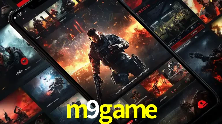 Tela de um celular exibindo uma galeria de jogos de tiro com temática militar, mostrando a variedade de e-sports disponíveis para apostas na plataforma de entretenimento m9game.